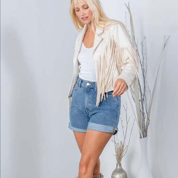 Ivory fringe suede jacket - Picture 5 of 5